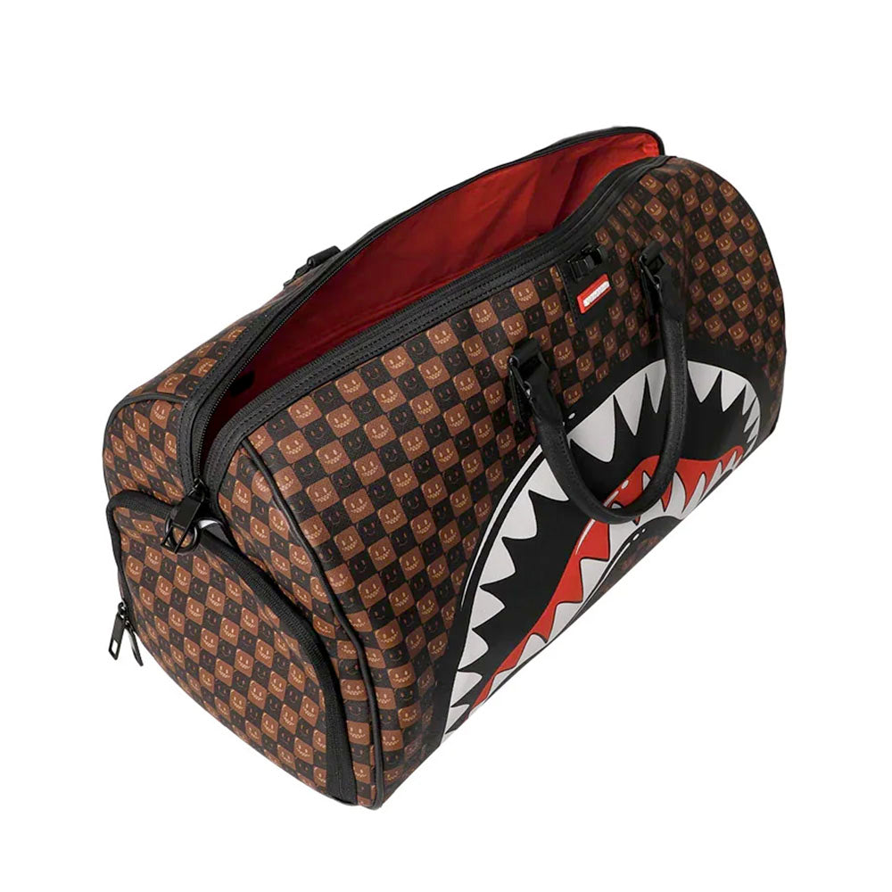 Borsone Weekend SPRAYGROUND stampa Sharks in Paris WTF Bubble Brown Check