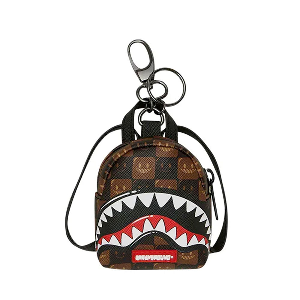 Portachiavi a Forma di Zaino SPRAYGROUND stampa Sharks in Paris WTF Bubble Brown Check