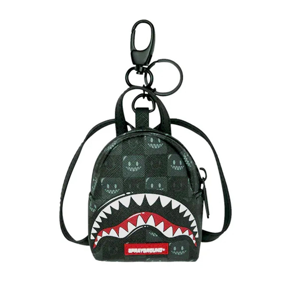 Portachiavi a Forma di Zaino SPRAYGROUND stampa Sharks in Paris WTF Bubbly Black Check