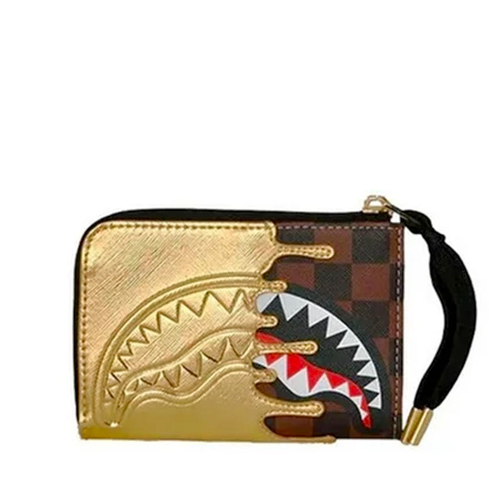 Portafoglio Piccolo con Zip SPRAYGROUND stampa Sharks In Paris Gold Drip