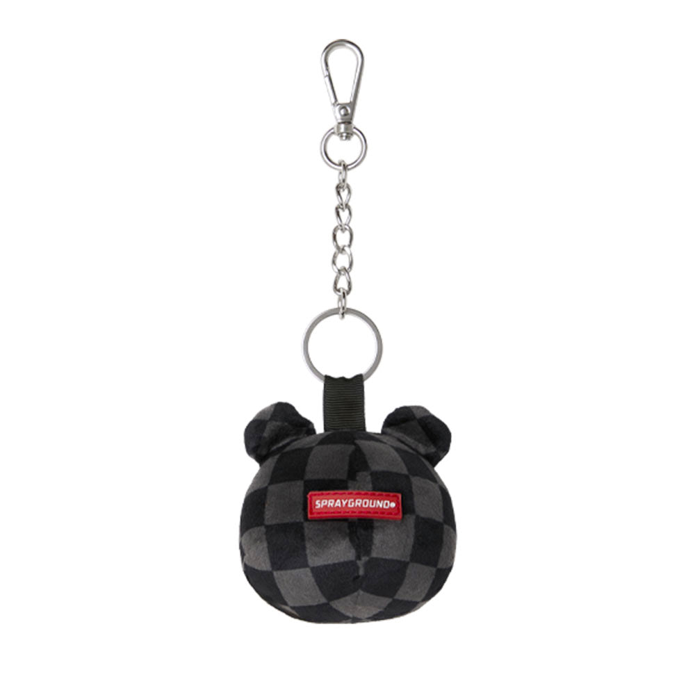 Portachiavi a Forma di Orso SPRAYGROUND stampa Grey Checker Bear Head
