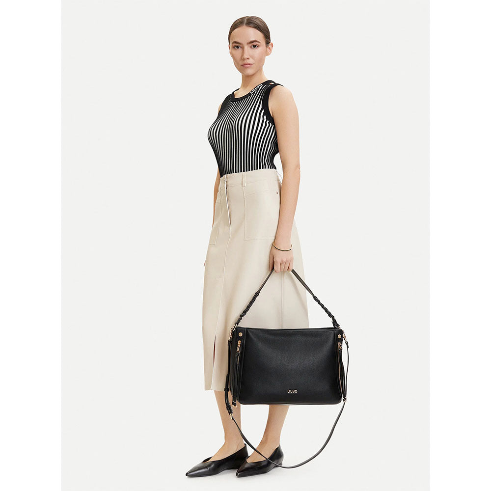 Hobo Bag Media Donna LIU JO Better stampa Bottalata Nera