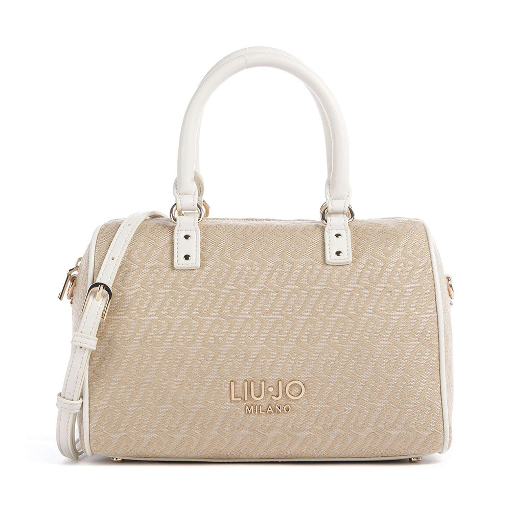 Bauletto Donna a Mano LIU JO in Tessuto Jacquard con Logo Monogram Bianco