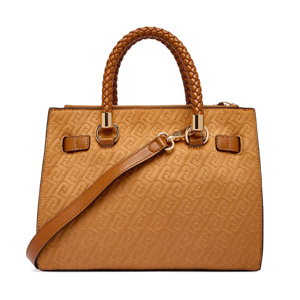 Borsa Donna a Mano LIU JO Marrone con Logo Monogram All Over