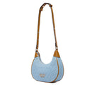 Kleine Damen-Beuteltasche LIU JO aus Jacquard-Stoff mit Monogramm-Logo in Dusty Blue