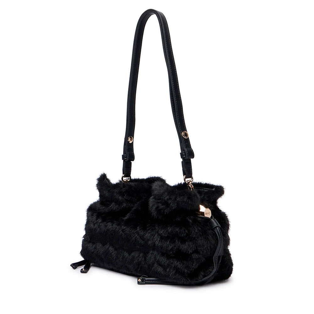 Borsa Donna a Spalla Small LIU JO linea Riccy in Faux Fur Nero