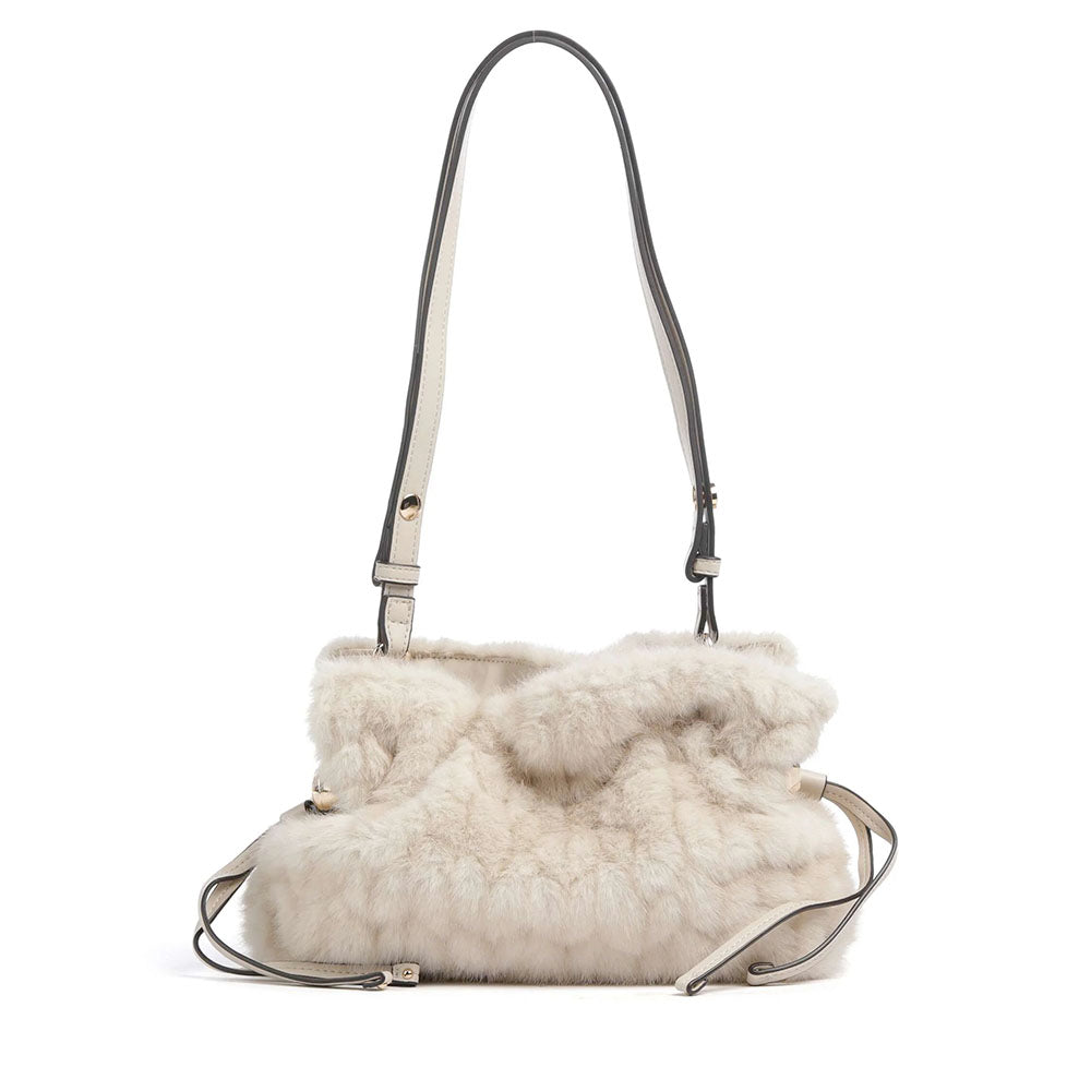 Borsa Donna a Spalla Small LIU JO linea Riccy in Faux Fur color Crema