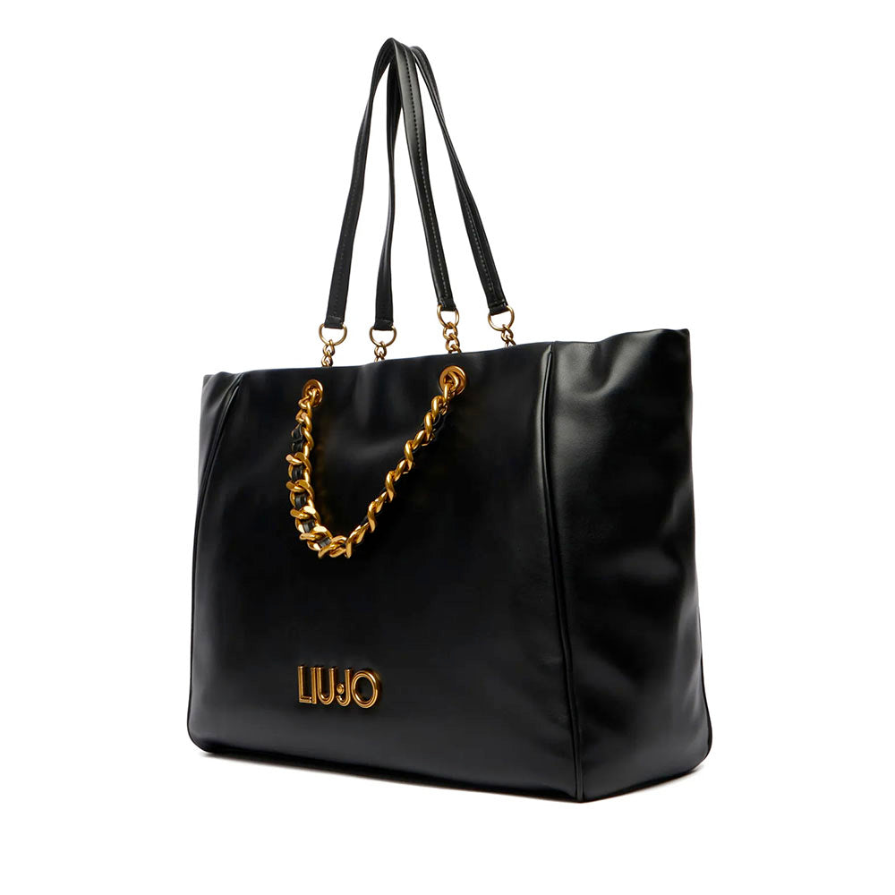 Shopping Bag Large Donna LIU JO Nera con Catena Decorativa