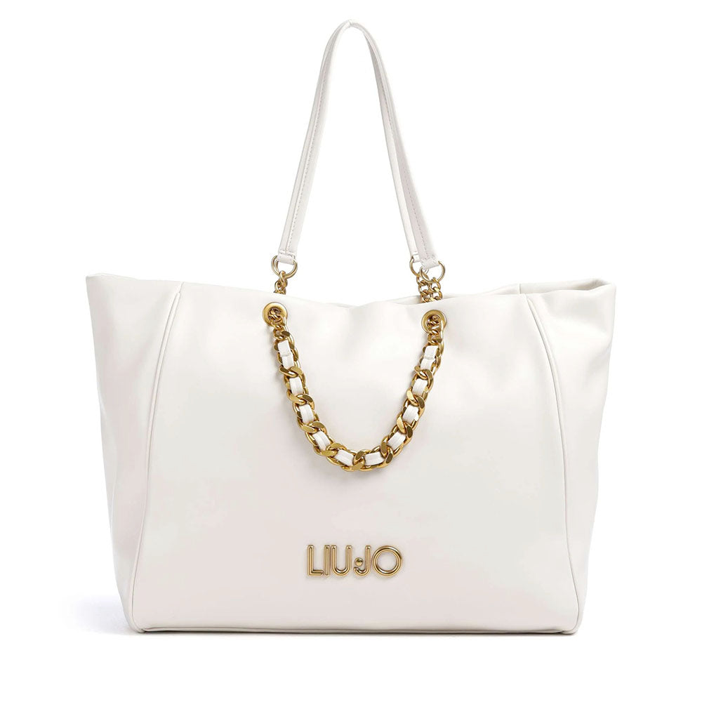 Shopping Bag Large Donna LIU JO color Crema con Catena Decorativa