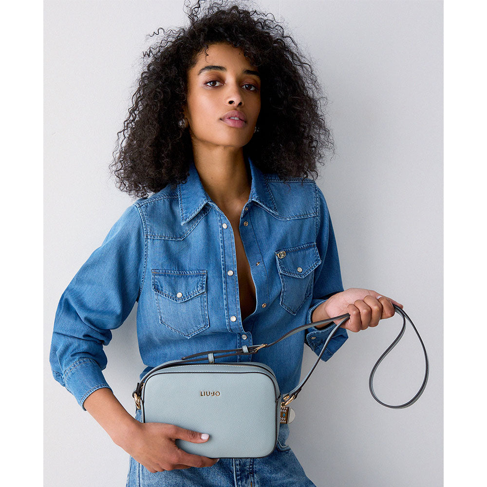 Borsa Donna a Tracolla Media LIU JO Better effetto Bottalato Azzurro