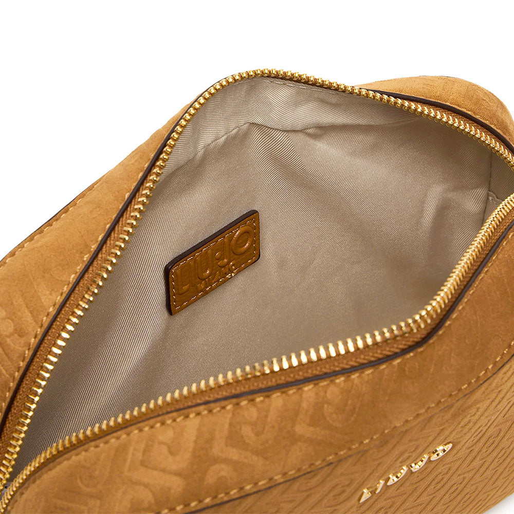Borsa Donna a Tracolla Media LIU JO Marrone con Logo Monogram All Over