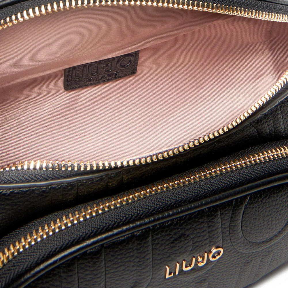Marsupio Donna LIU JO Better Effetto Bottalato con Logo in Rilievo Nero