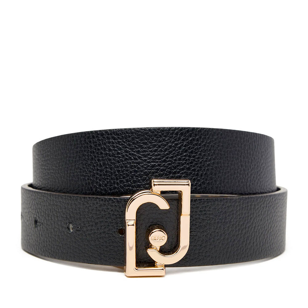 Cintura Donna Reversibile h 3 cm LIU JO Nera e Marrone con Logo All Over