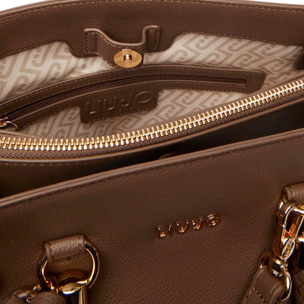 Borsa Donna a Mano Media LIU JO in Ecopelle Bottalata Marrone Scuro