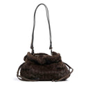 Borsa Donna a Spalla Small LIU JO linea Riccy in Faux Fur Marrone Scuro