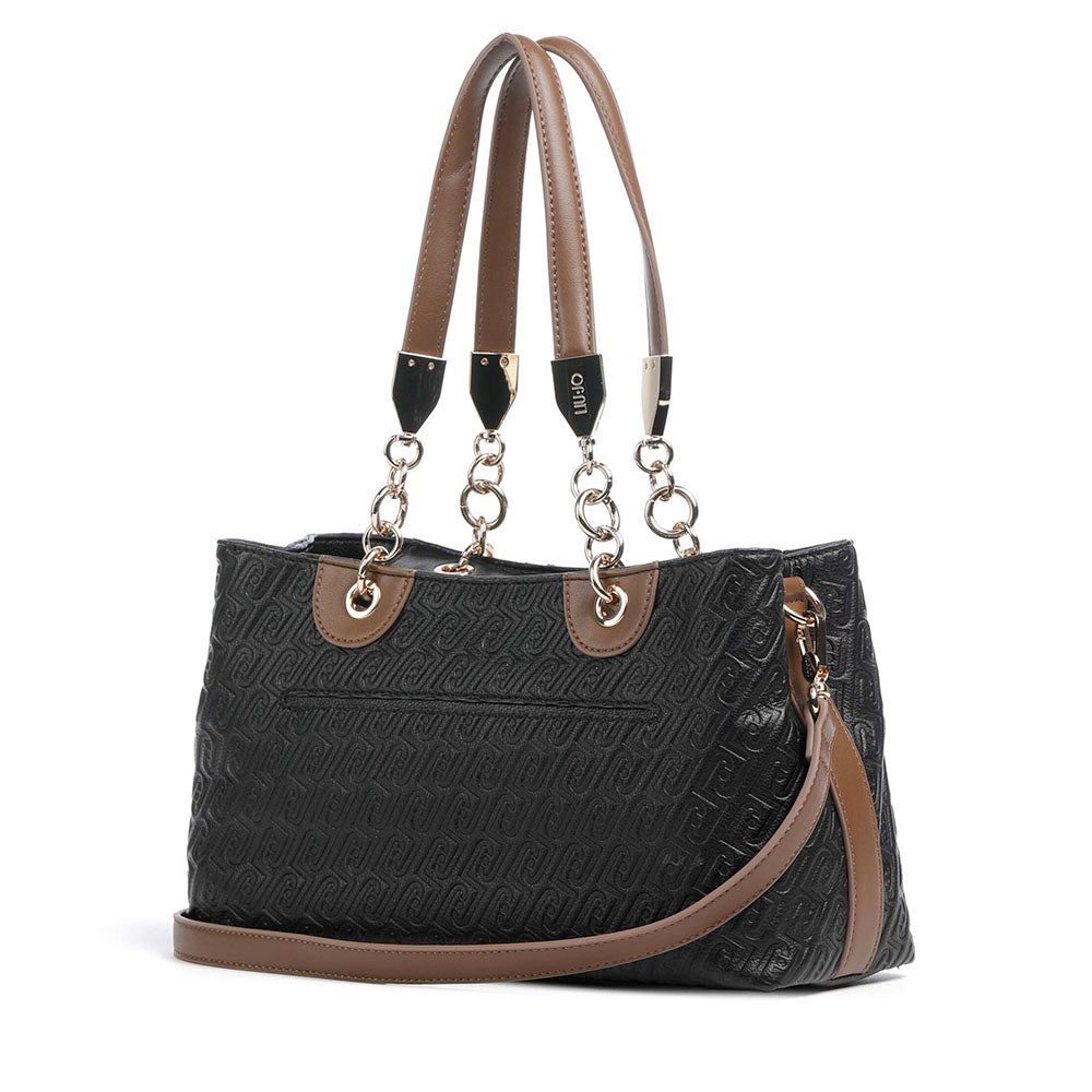 Shopping Bag Donna LIU JO Nera con Logo Embossed All Over