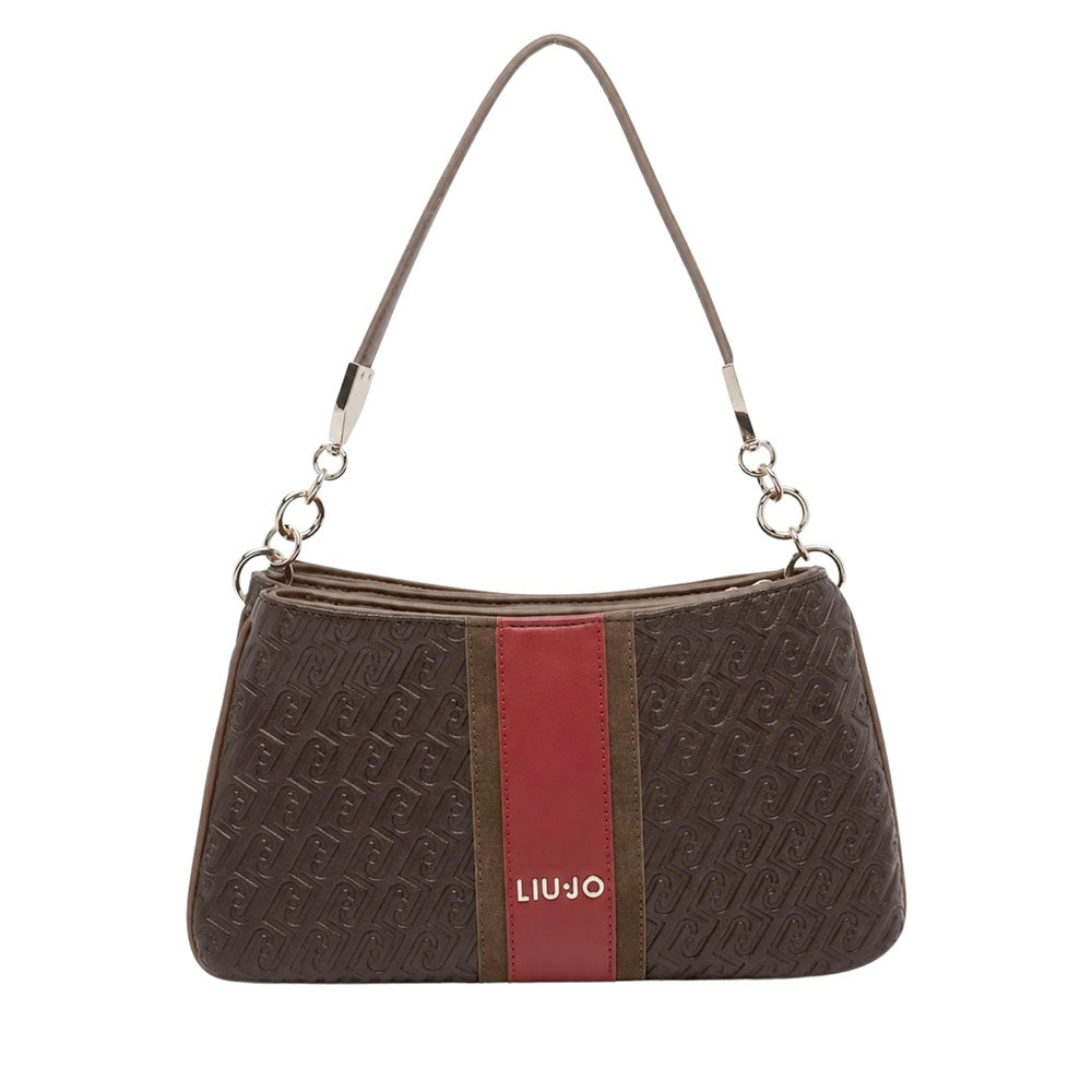 Borsa Donna a Spalla LIU JO Marrone Scuro con Logo Embossed All Over