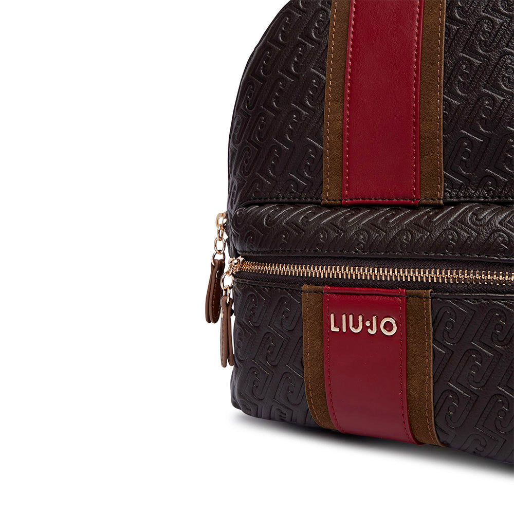 Zaino Donna LIU JO in Ecopelle Marrone Scuro con Logo Embossed All Over