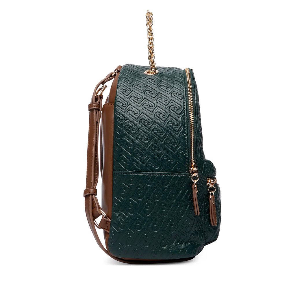 Zaino Donna LIU JO in Ecopelle Verde Foresta con Logo Embossed All Over