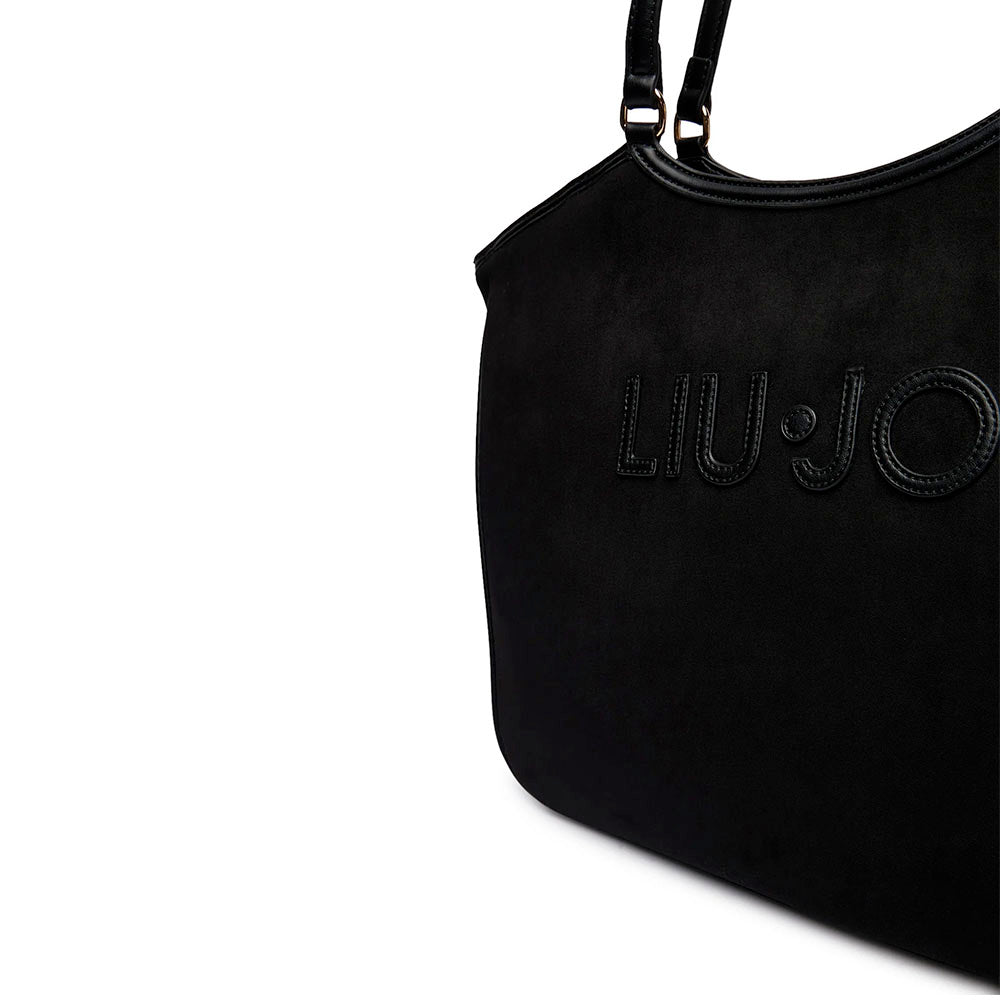 Maxi Tote Bag Donna LIU JO in Microfibra effetto Camoscio Nero