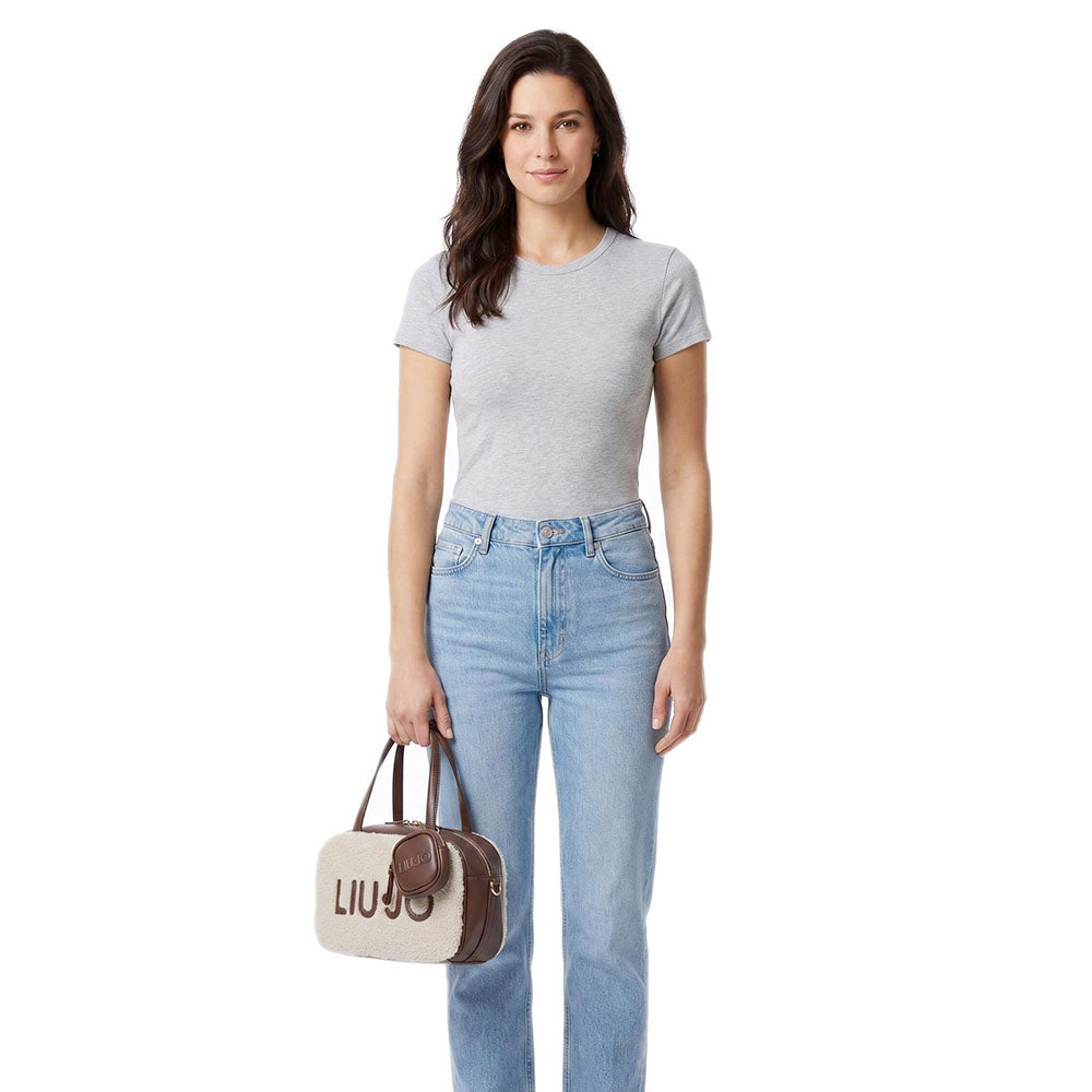 Bauletto Donna a Mano Small LIU JO in Tessuto effetto Teddy color Crema