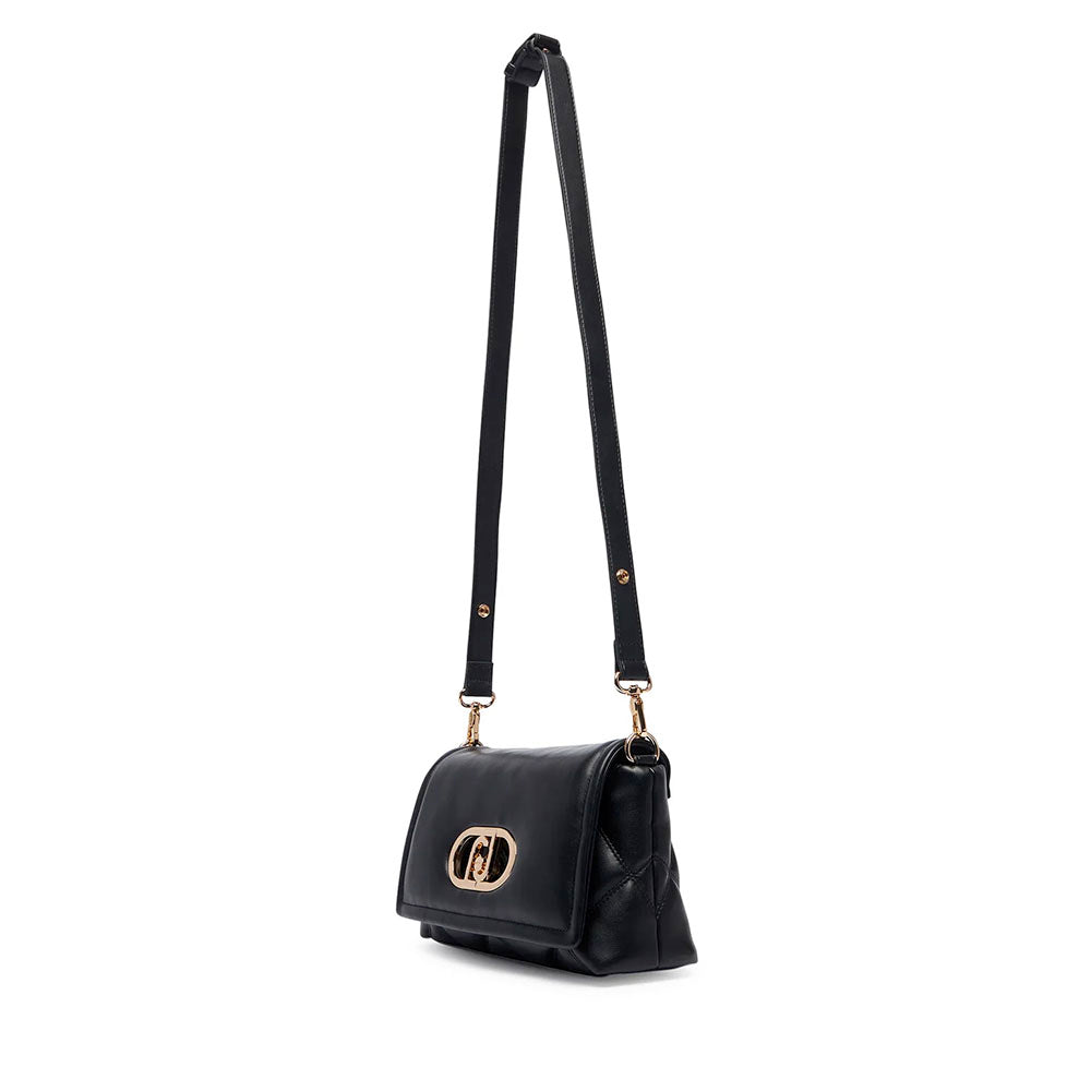 Borsa Donna a Spalla LIU JO linea La Puffy Media in Eco Nappa Nera con Inserti Trapuntati