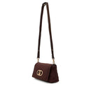 Borsa Donna a Spalla LIU JO linea La Puffy Media in Microfibra effetto Camoscio con inserti Trapuntati Marrone Scuro
