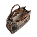 Borsa Donna a Mano Small LIU JO in Tessuto stampa Check Testa di Moro con Paillettes