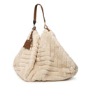 Maxi Borsa Donna a Spalla LIU JO in Pelliccia Sintetica Trapuntata color Crema