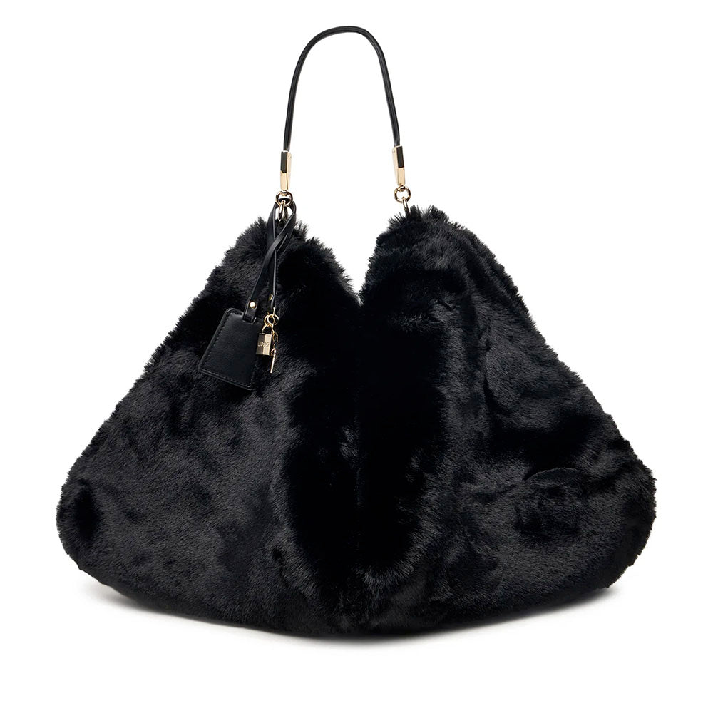 Maxi Borsa Donna a Spalla LIU JO in Pelliccia Sintetica Nera