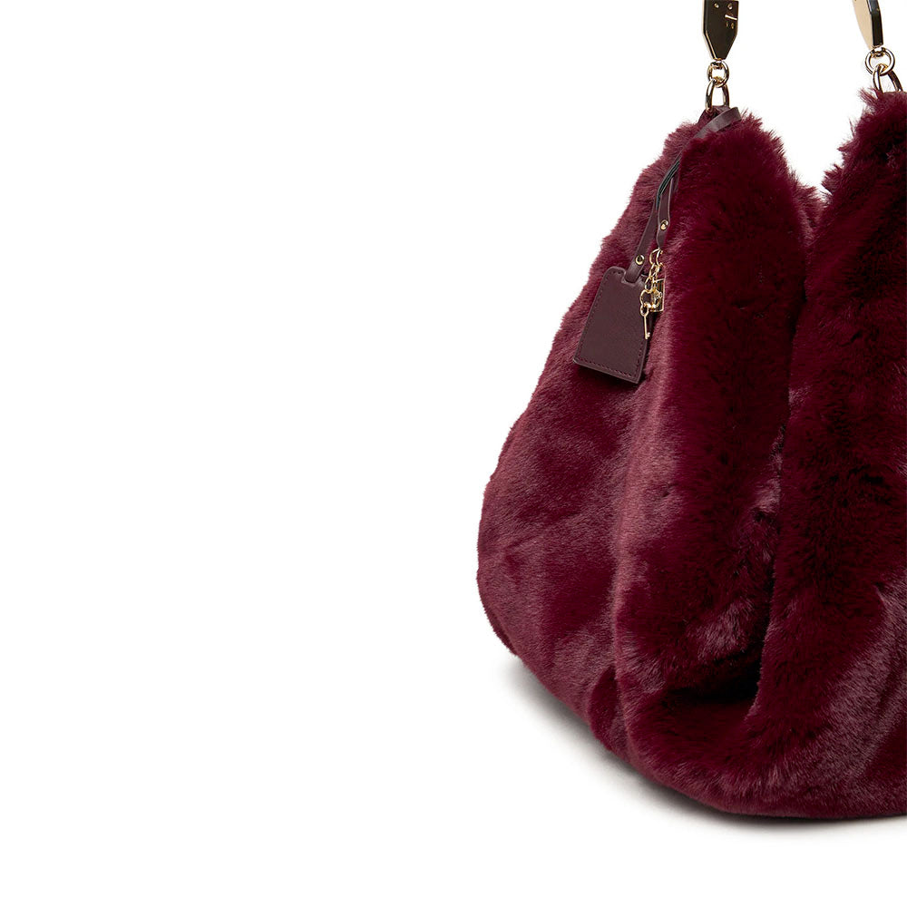 Maxi Borsa Donna a Spalla LIU JO in Pelliccia Sintetica Bordeaux