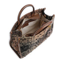 Borsa Donna a Mano Media LIU JO in Tessuto stampa Check Testa di Moro con Paillettes