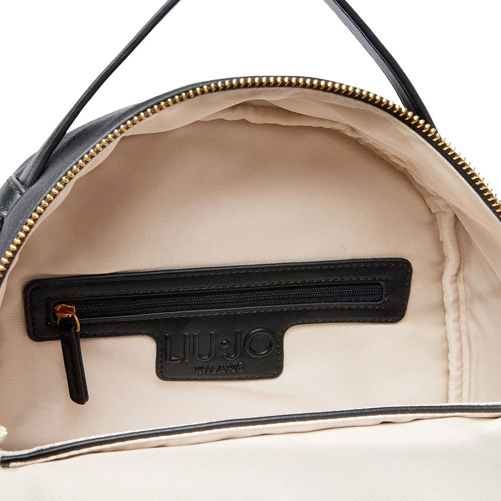 LIU JO Damenrucksack aus schwarzem Kunstleder mit geprägtem Logo