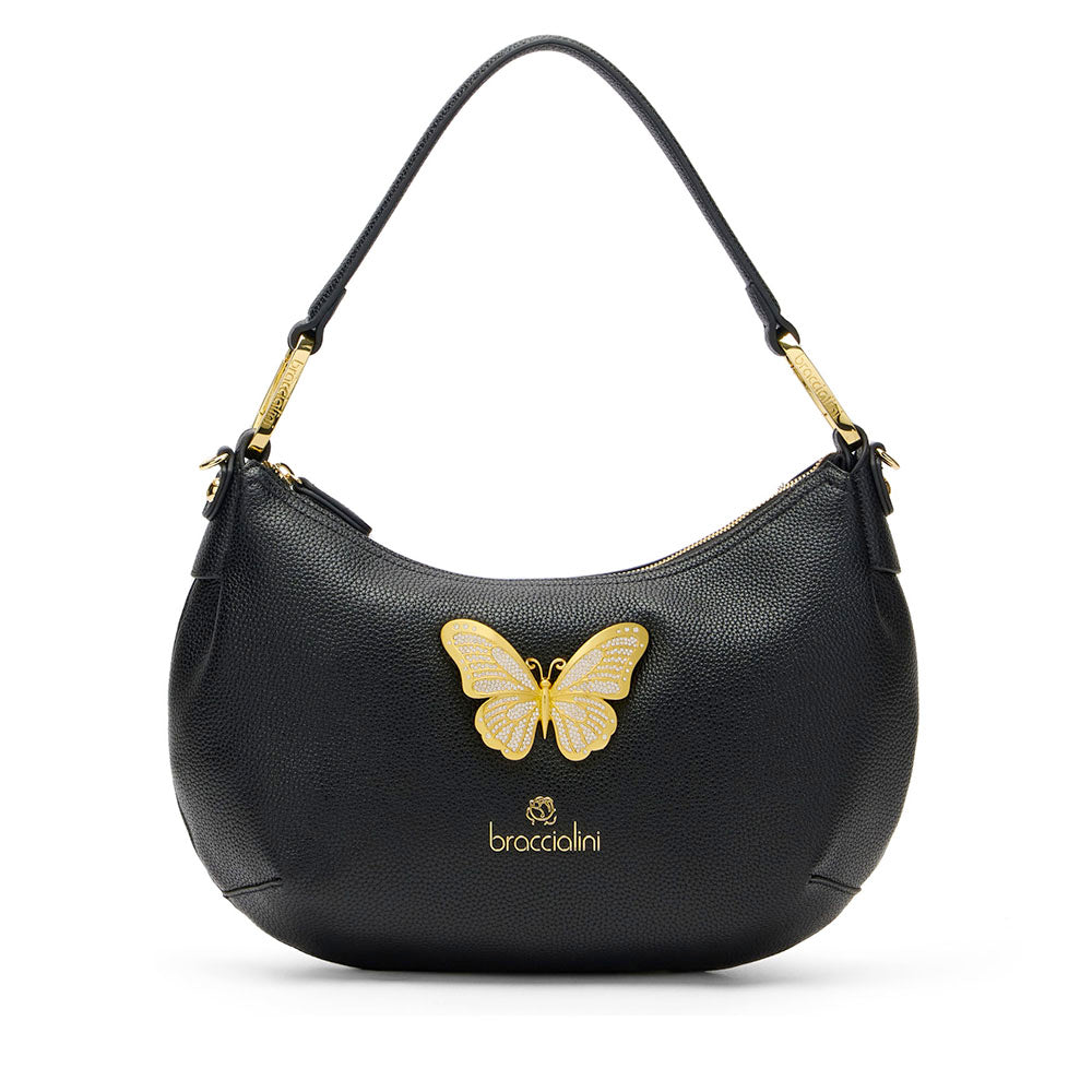 Borsa Donna Mezzaluna a Spalla Media BRACCIALINI linea Beth Jewels Nera