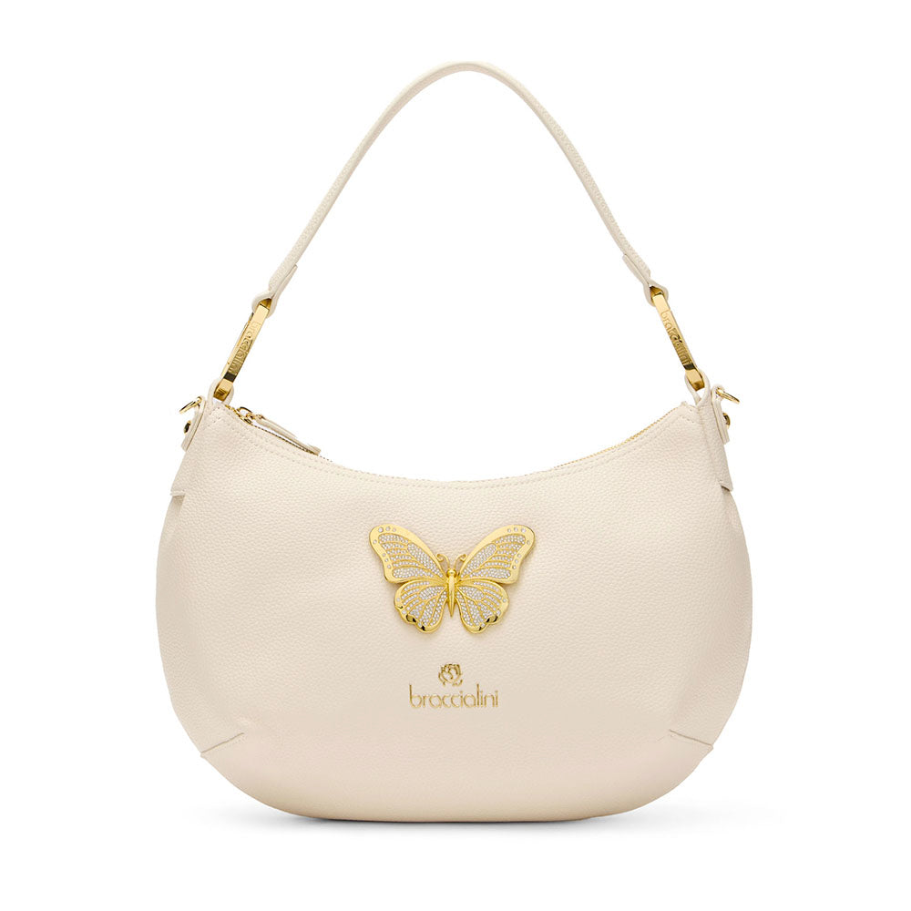 Borsa Donna Mezzaluna a Spalla Media BRACCIALINI linea Beth Jewels Beige