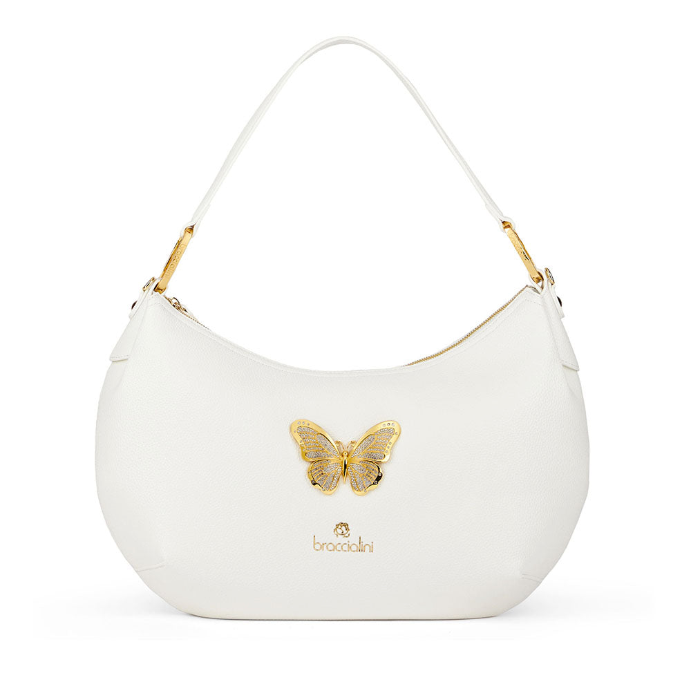 Borsa Donna Mezzaluna a Spalla BRACCIALINI linea Beth Jewels Bianco