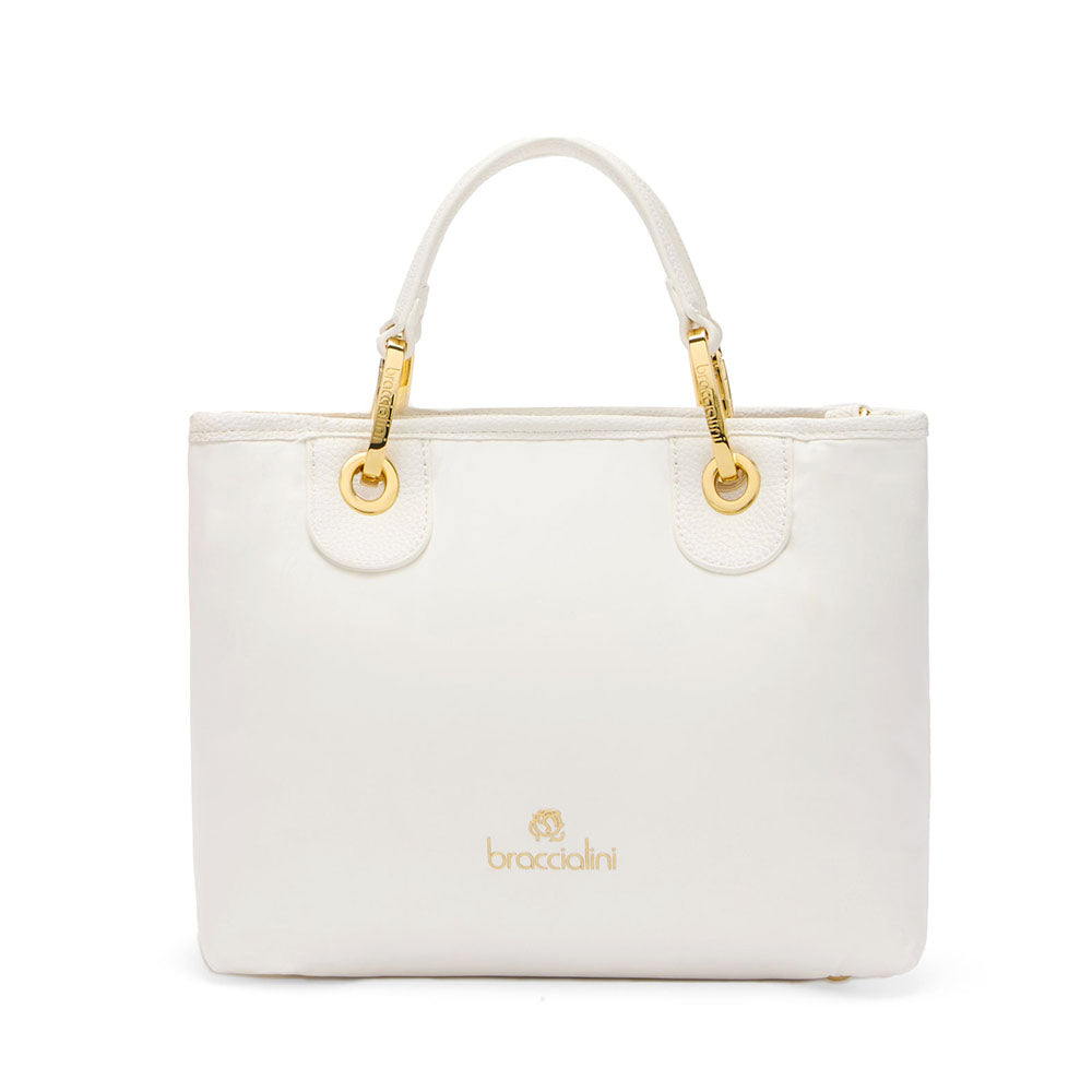 Borsa Donna a Mano Media BRACCIALINI linea Beth Puffy in Nylon Bianco