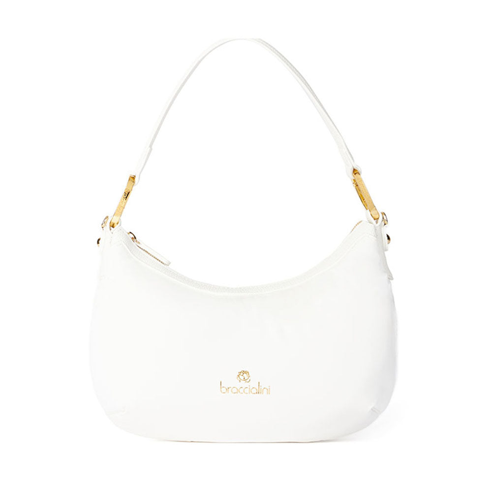 Borsa Donna a Spalla Media BRACCIALINI linea Beth Puffy in Nylon Bianco