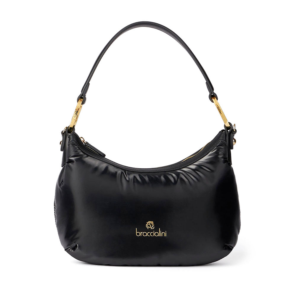 Borsa Donna a Spalla Media BRACCIALINI linea Beth Puffy in Nylon Nero