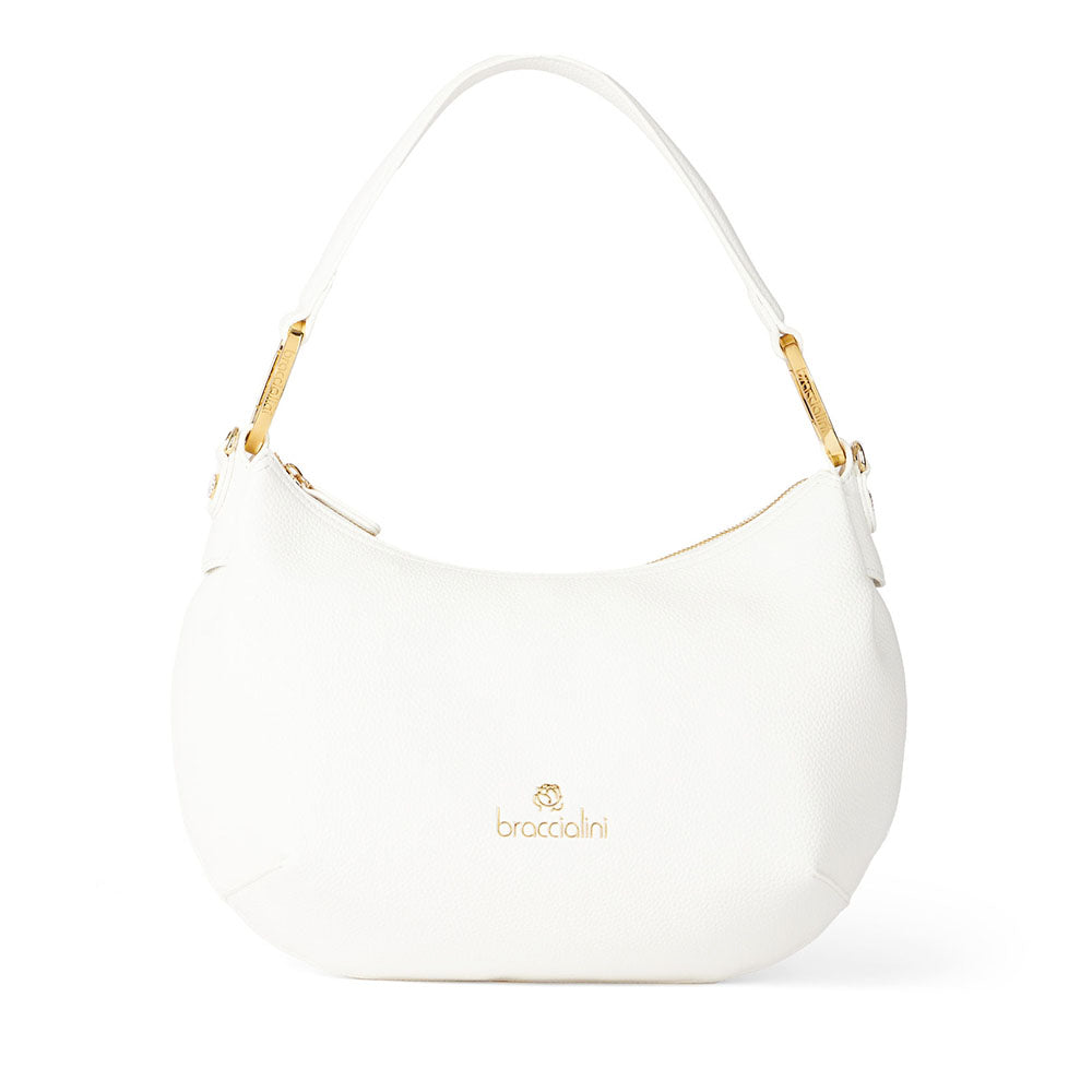 Borsa Donna Mezzaluna a Spalla Media BRACCIALINI linea Beth Bianco