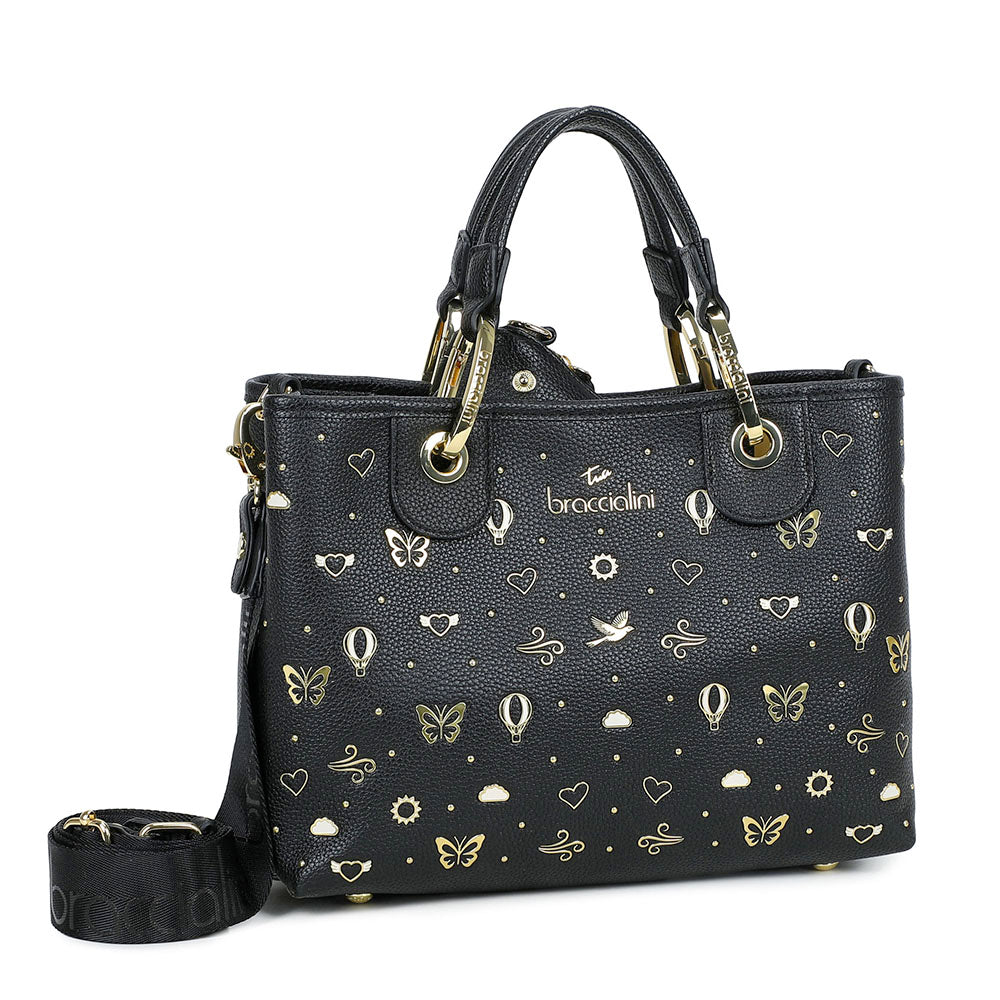 Borsa Donna a Mano Media BRACCIALINI linea Beth Strass Nera