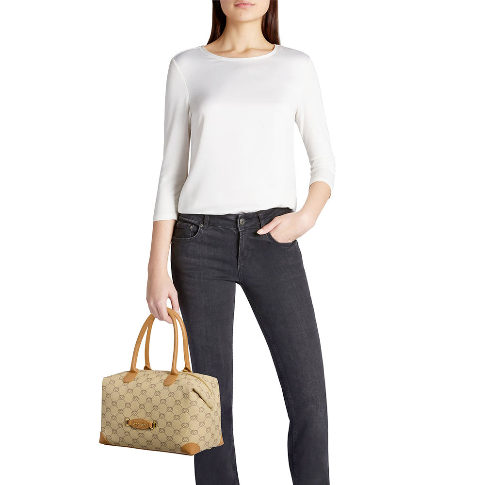 Bauletto Donna a Mano BRACCIALINI linea Monogram in Pelle Beige