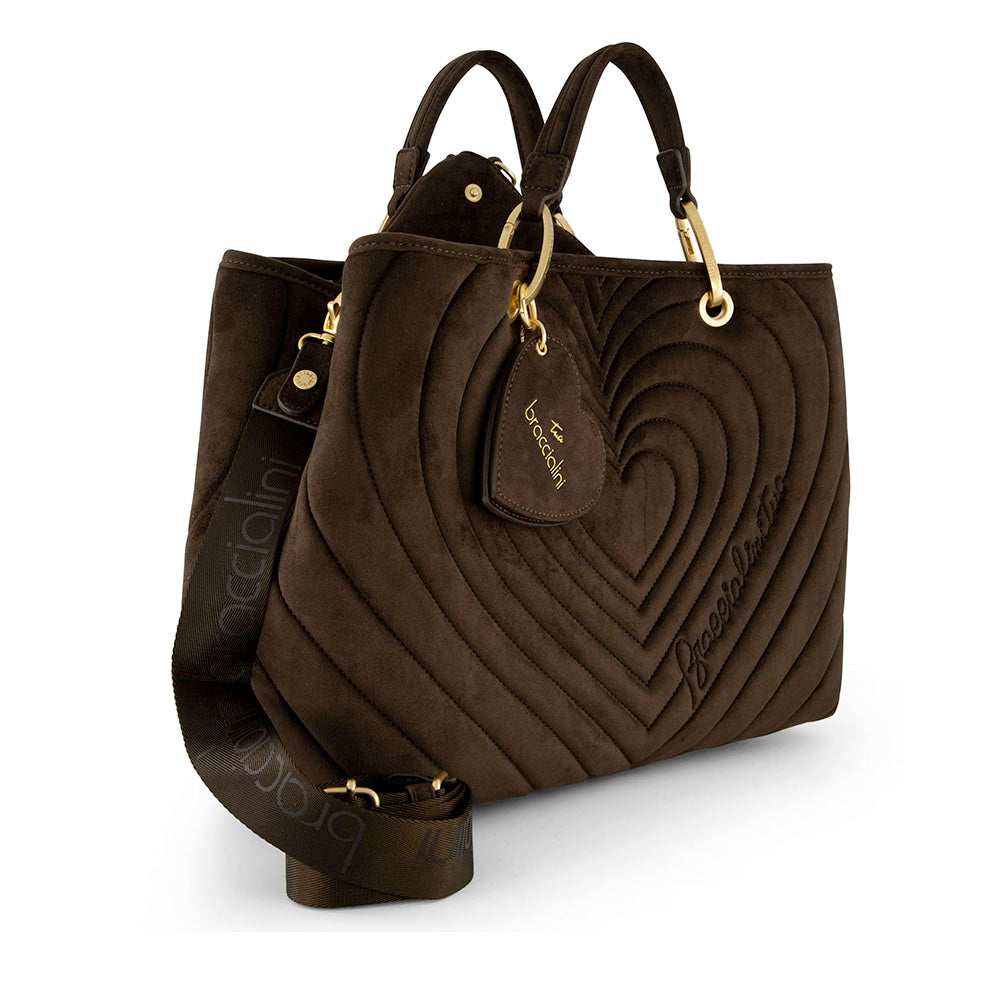 Borsa Donna a Mano Large BRACCIALINI linea Beth Matelassè Marrone Cioccolato