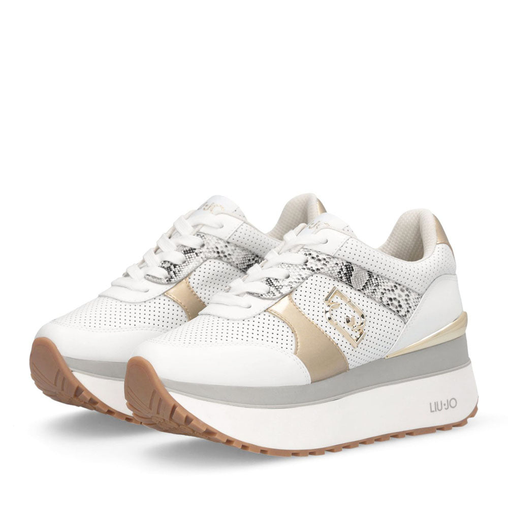 Sneakers Super Platform Donna LIU JO Maxi Wonder Plus 02 Bis in Pelle Traforata Bianca