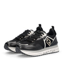 Sneakers Platform Donna LIU JO Maxi Wonder 01 in Pelle e Mesh Nero con Paillettes