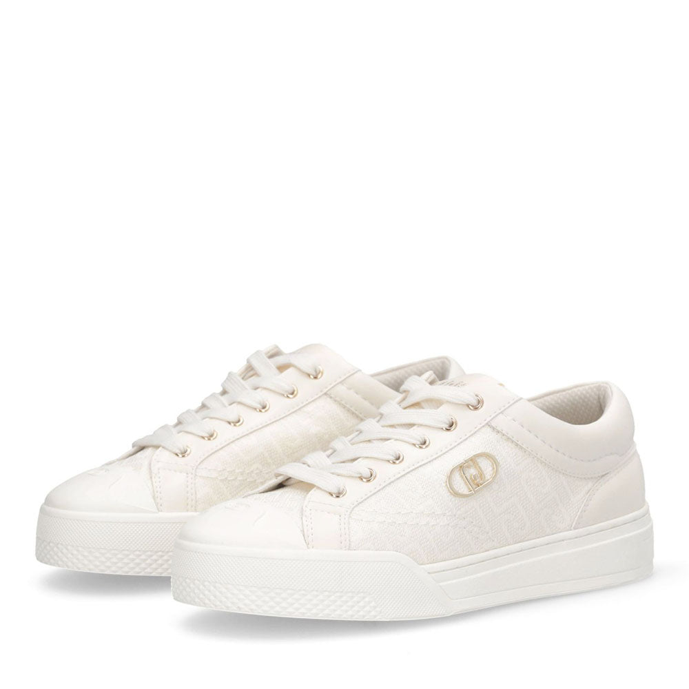 Sneakers Donna LIU JO Benson 01 in Tessuto color Latte con Logo Monogram