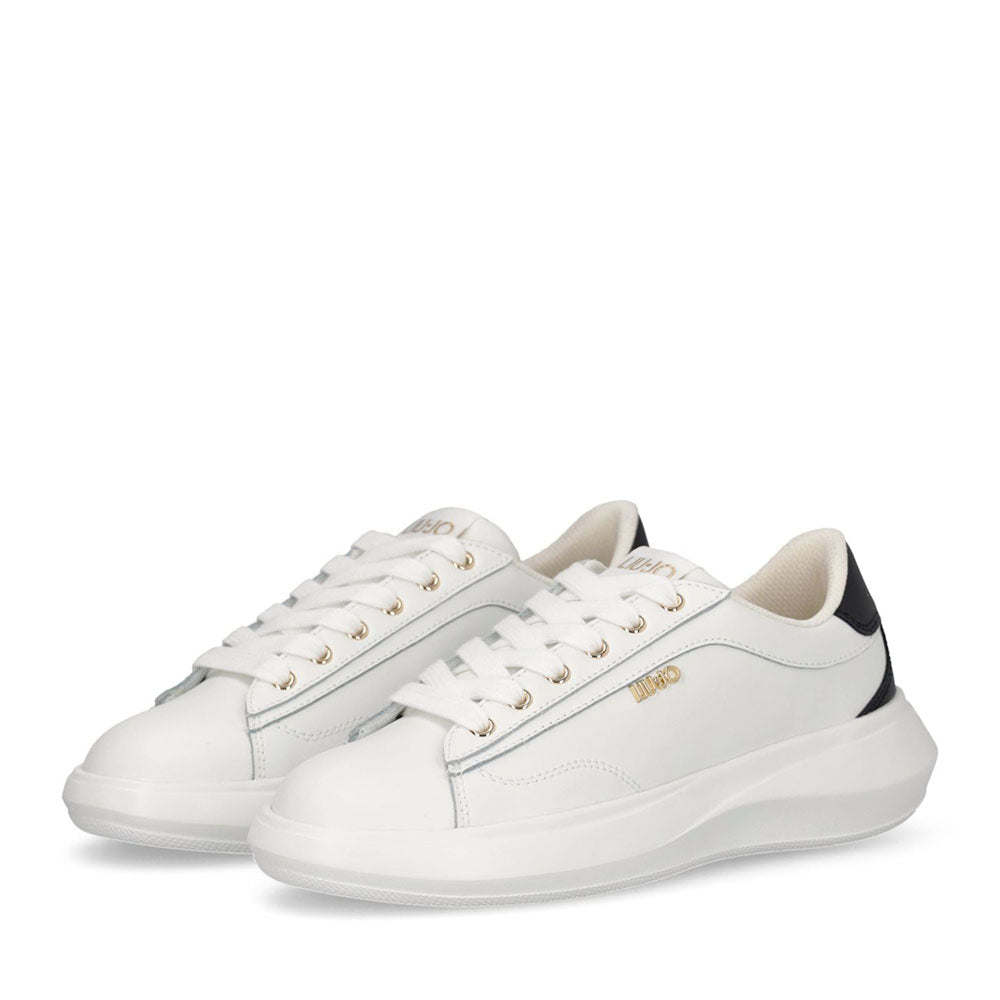 Sneakers Donna LIU JO Casper 01 in Pelle Bianca con Inserto Nero