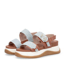 Sandali Platform Donna LIU JO Fiona 02 color Cuoio con Inserti Denim stampa Monogram