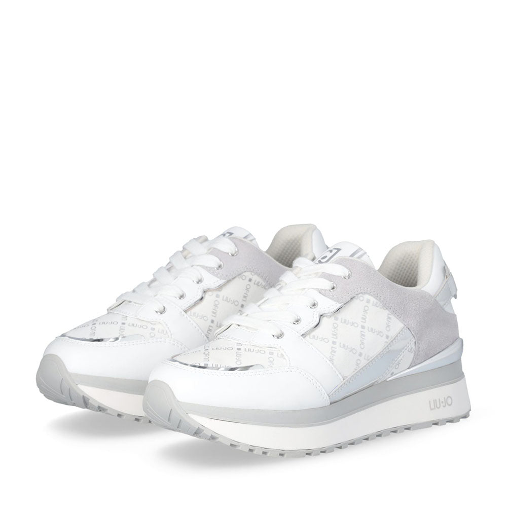 Sneakers Platform Donna LIU JO Maxi Wonder 91 in Pelle e Suede Bianco