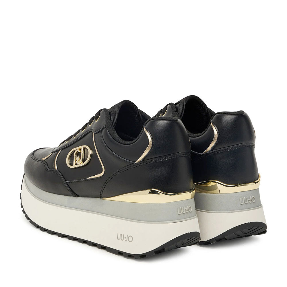 Sneakers Super Platform Donna LIU JO Maxi Wonder Plus 01 in Pelle Nera
